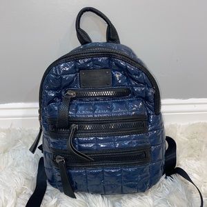 Steve Madden Navy Leather Mini Backpack